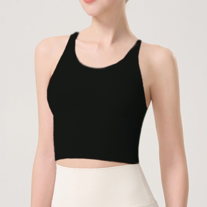 European And American Style Solid Color Strap Fitness Vest Cross Back Slim Fit Sports Bra Yoga Wear For Women_ecoleips.com