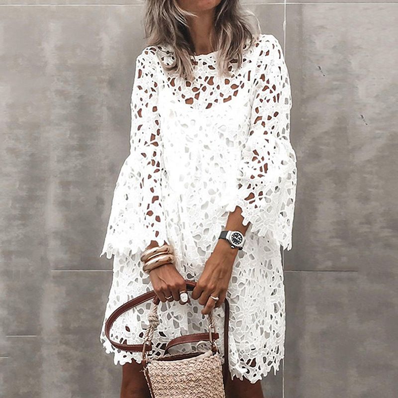 2022 Europea Ad America Fashio Lace Camisole Two-piece Mid-legth Dress, Best-sellig Elegat Wome's Dress O_ecoleips.com