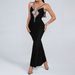 V-Neck Mesh Bandage Strap Dress With Rhinestones – Sexy Backless Evening Gown For Women Women's Clothing_ecoleips.com