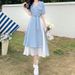 Women's Clothing Fashion Two Piece Short Sleeved Dress Long Meat Covering Loose French Long Skirt_ecoleips.com