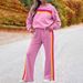 Women's Fleece Lined Rainbow Sweatshirt Set Long Sleeved Two Piece Winter Clothing European American Thickened Long Legged_ecoleips.com