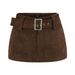 Retro Low Waist Mini Skirt For Women - Slimming Stretchable High Elasticity With Adjustable Belt, Anti-Exposure Design, Versatile For Casual & Party_ecoleips.com