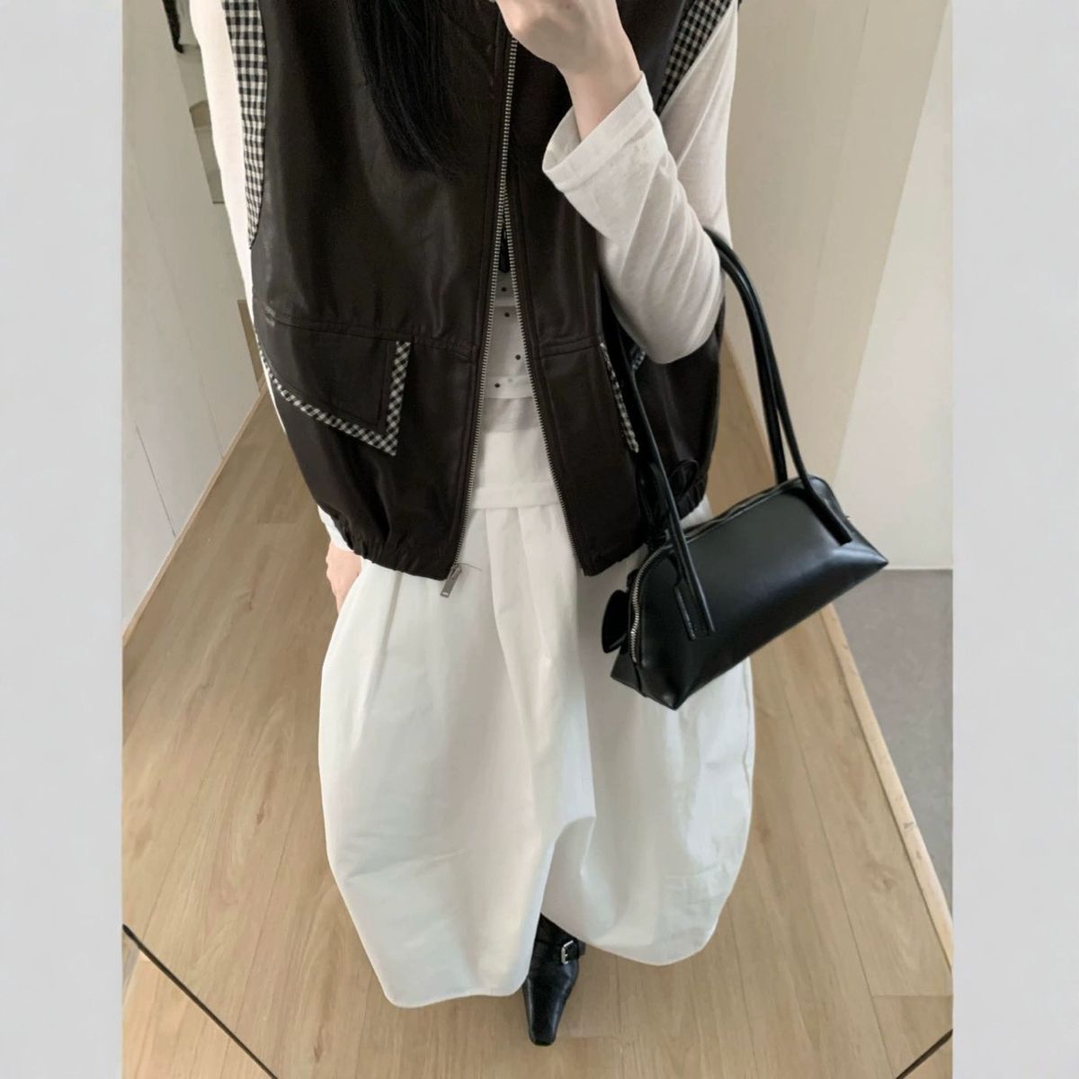 MISSLIER Autumn New Women's Protein Leather Vest Jacket 1520_ecoleips.com