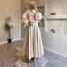 Women's Clothing Autumn New Middle East Dubai Flower Lantern Sleeve Loose Dress Women's Skirt Suit Two Piece_ecoleips.com
