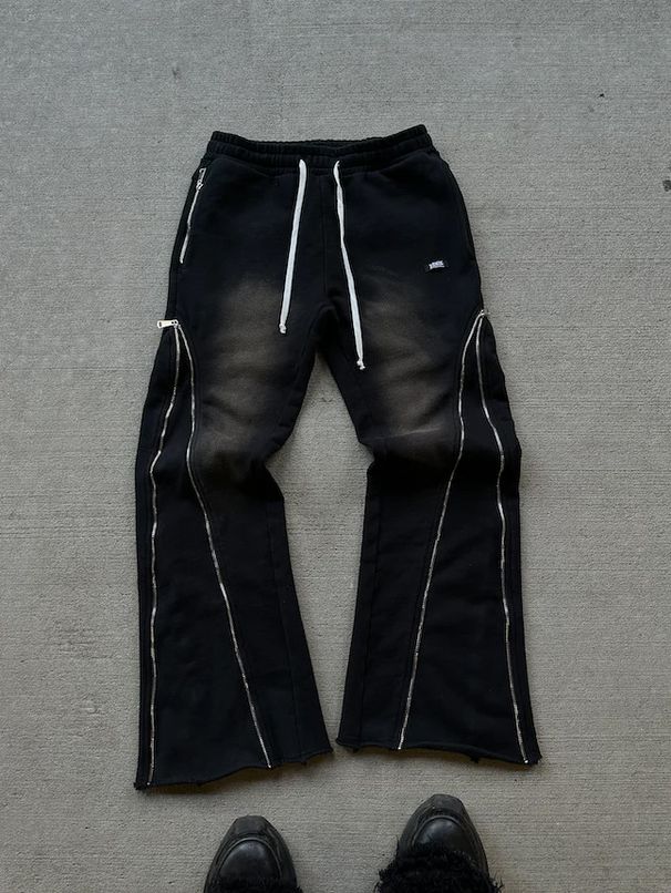 Women's Clothing High Street Zipper Decoration Distressed Sports Pants Men And Women Harajuku Hip Hop Straight Loose Sweatpants Casual Pants_ecoleips.com