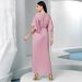 Ba3072: An Elegant Long Dress For Women In Cherry Blossom Pink Color, Featuring A V-Neck Design And Hand-Sewn Diamonds._ecoleips.com