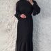 Elegant Women's Long Knit Dress With Pleated Hemline Round Neck & Long Sleeves For Office & Casual Wear (Wine Red, Black, Navy, Cream, Dark Green)_ecoleips.com