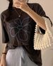 South Korea Foreign Trade Korean Version New Short Sleeve T-shirt Women's Summer Base Round Neck Loose Printed Top_ecoleips.com