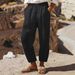 Women's Clothing Regular Drawstring Pocket Washed Cotton Casual Pants Multi Color Women's Trousers_ecoleips.com