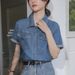 French Retro Denim Short Sleeve Shirt For Women Summer 2024 New Petite Elegant Top Niche Artistic_ecoleips.com