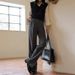 Elegant High-Waisted Wide-Leg Pants For Women - Office Trousers With Draped Fabric, Straight Cut & Slimming Fit_ecoleips.com