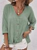 Women's V-Neck Short Sleeve Knit Cardigan Open Front Loose Fit Longline Blouse Tops_ecoleips.com