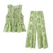 Women's Clothing Fashion Printed Round Neck Sleeveless Lace Up Vest Top Casual Street Style Trousers Suit_ecoleips.com