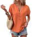 Summer Women's Clothing: Buttoned V-Neck Short-Sleeved T-Shirt Top For Women_ecoleips.com