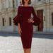 Elegant Bodycon Dress for Women with Flutter Sleeves Night out Cocktail Party Women's Fashion_ecoleips.com