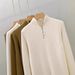 Women's Versatile High Neck Zip up Knit Base Layer Top Fleece Lined Thickened for Autumn Winter Layering with Sweaters_ecoleips.com