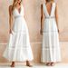 European And American New Fashionable Lace V-neck Temperament Commuting Mid Waist Mid Length Dress_ecoleips.com