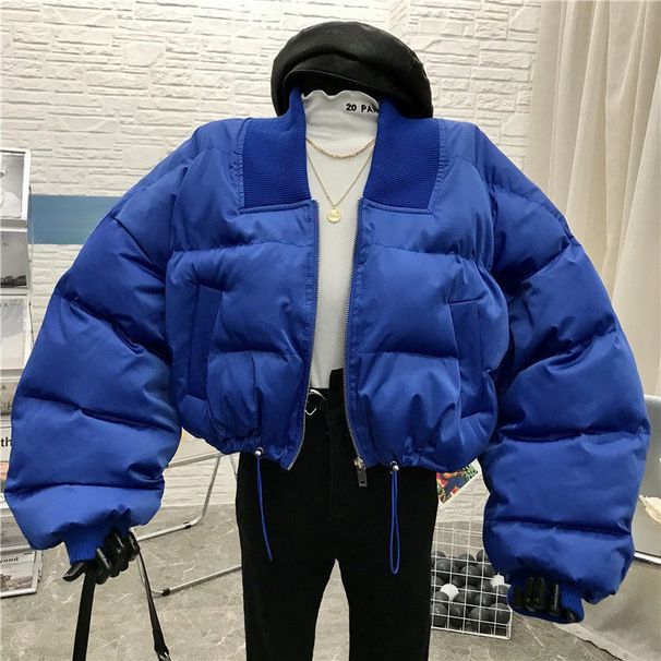 Trendy Oversized Puffer Jacket For Petite Women – Short-Length, Detachable Hood, Warm Cotton Filling (Black/Navy/Silver, S-3XL)_ecoleips.com