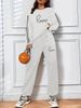 Women's Casual Sportswear Set Letter Print Crew Neck Sweatshirt And Trousers Trendy European American Style 9019 Print New_ecoleips.com