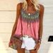 Women's Clothing Women's Loose Casual Round Neck Camisole Vest T-Shirt Hand Painted Print Style Summer Top_ecoleips.com