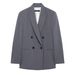 Women's Double-Breasted Blazer With Shoulder Pads – Classic Gray Structured Jacket For Xs-L (2129/095) – Retro Office Wear & Vintage Outfit Essential_ecoleips.com
