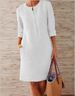Women's Spring Cotton Linen Loose Dress Long Sleeve Round Neck Plus Size_ecoleips.com