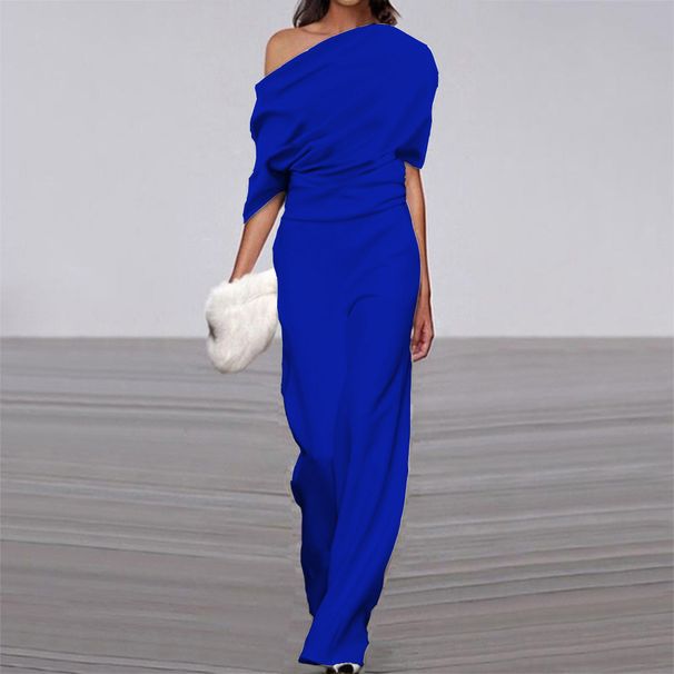 Women's Clothing One Shoulder Loose White Jumpsuit Hot Selling Women's Pants_ecoleips.com