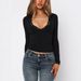 Fashion Sexy Solid Color V Neck Lace Trim Long Sleeve Slim Fit Women Casual Daily Party Vacation Dress_ecoleips.com