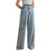 "Plus Size Women's Embroidered Stretch Denim Jeans - Comfortable Straight Leg Washed Jeans With Floral Detailing"_ecoleips.com