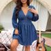 Women's plus Size Denim Dress V Neck Slim Waist Casual Fashion Mid-Length Slimming Effectiveness_ecoleips.com