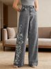 Heavy Embroidered Stretch Denim Pants – Retro High-Waisted Flared Jeans For Women_ecoleips.com