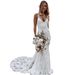 Elegant Backless Slip Wedding Dress | Spaghetti Strap Beach Photoshift Guest Gown For Bride Versatile Pure White & Beige_ecoleips.com