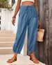 Suitable For All Seasons 2025 Trendy Loose High-Waist Button Cotton Linen Nine-Point Wide-Leg Women's Pants_ecoleips.com