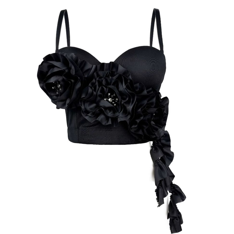 Women's Clothing Flower Tassel Design Outer Wear Fishbone Bra Slim Fit With Coasters Camisole_ecoleips.com