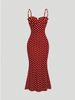 Women's Slim Fit Backless Polka Dot Dress European American Style Autumn French Temperament Cross Border New Clothing Suspender Style_ecoleips.com