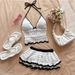 Crochet Lace Beach Cover-Up Set - Elegant Knit Bralette & Midi Skirt With Floral Embroidery_ecoleips.com