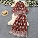 Women's Clothing Style Women's Autumn Set Gentle Elegant Loose Fitting Lantern Sleeve Embroidered Shirt High Waisted Full Skirt_ecoleips.com