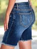 Women's Clothing Plus Size Mid Rise Stretch Denim Shorts For Women Tassel Hand Distressed Spring Summer_ecoleips.com