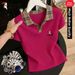 Women's Classic Fit Polo Shirt Short Sleeve Cotton Blend Casual Top With Print Collared T-Shirt_ecoleips.com