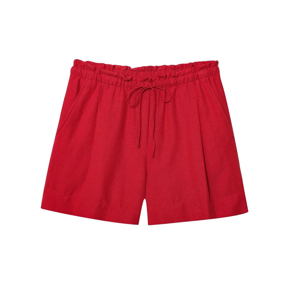 Suitable For All Seasons 2025 Summer New Women's Fashion Casual Linen Blend Drawstring Shorts B4-8914_ecoleips.com