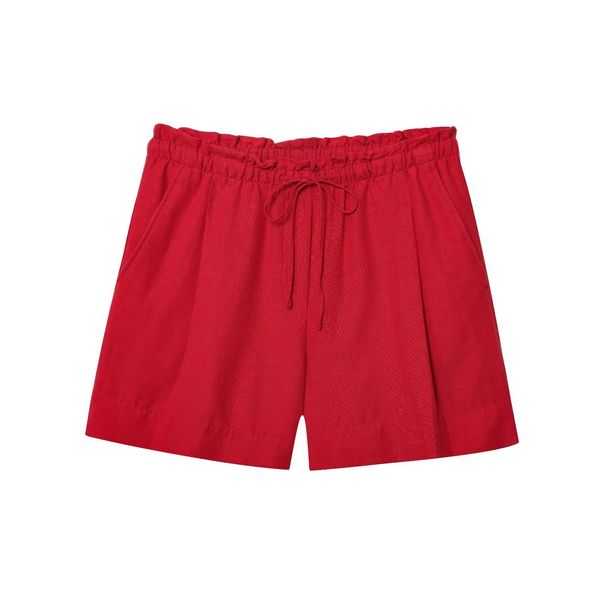 Suitable For All Seasons 2025 Summer New Women's Fashion Casual Linen Blend Drawstring Shorts B4-8914_ecoleips.com