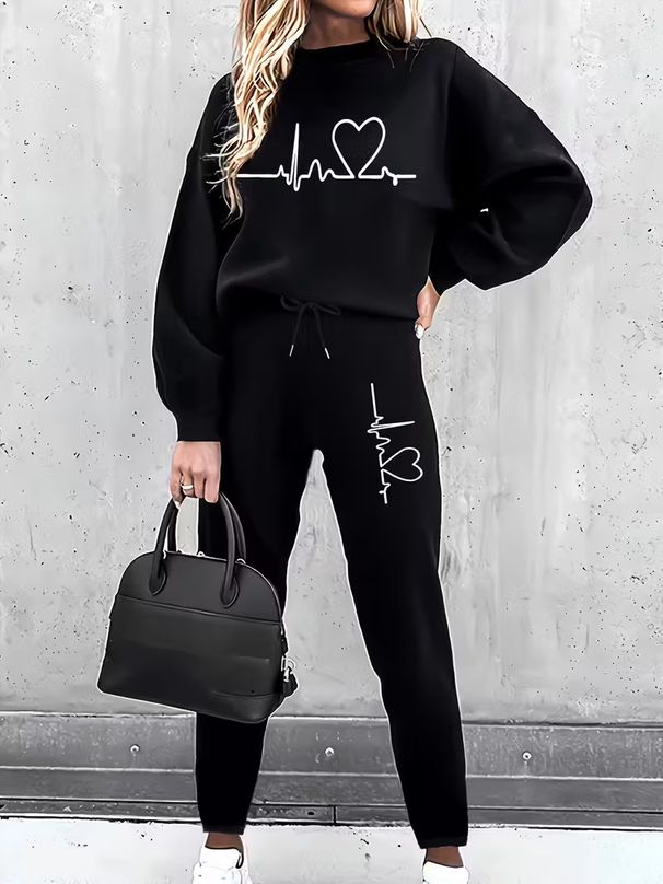Women's Clothing Fleece Lined Women's Crew Neck Sweatshirt Long Sleeved Casual Tracksuit Autumn Winter_ecoleips.com