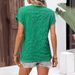 Women's Solid Color V Neck Short Sleeved Shirt Button Detail Style Summer Fashion Casual Top_ecoleips.com