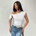2025 Spring And Summer New Women's Sexy Slanted Neck T Shirt Off Shoulder Design Niche Short Top_ecoleips.com