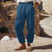 Women's Clothing Regular Drawstring Pocket Washed Cotton Casual Pants Multi Color Women's Trousers_ecoleips.com