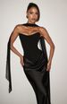High Quality Heavy Satin Midi Skirt Strapless Two Piece Set Sexy Ribbon Tie up Top European American Style Women's Clothing Dress_ecoleips.com