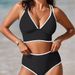 Women's Clothing Women's Deep V Sexy Two Piece Swimsuit Cross Back Color Block Bra High Waisted Shorts Modest Coverage, Beach & Pool Ready_ecoleips.com
