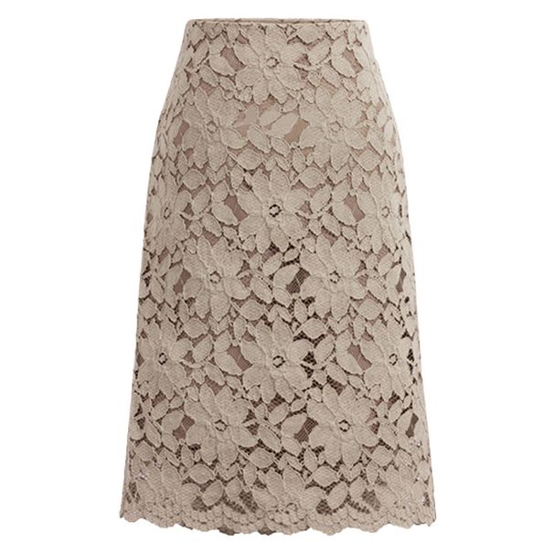 Verve Women's Midi Spring 2025 New Slimming Water-Soluble Lace Fairy French Niche A-Line Mid-Length Bodycon Skirt_ecoleips.com
