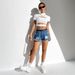 Voya Women's Pure Desire Style Hollow Out Half High Neck Short Cut Slim Fit T-shirt Summer Sexy Spicy Girl Short Sleeved Top_ecoleips.com