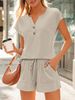 K New Women's V-neck Short Sleeved Shorts Fashion Casual Two-piece Set_ecoleips.com